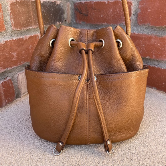 Tignanello • Petite Leather Drawstring Bucket Crossbody Bag & Scarf Bundle - Picture 2 of 14